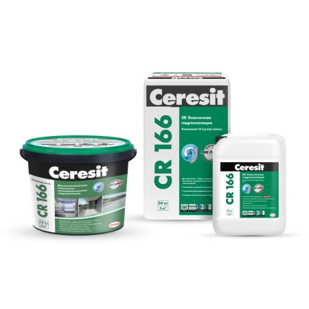 Двухкомпонентая эластичная цементно-полимерная гидроизоляция Ceresit CR 166