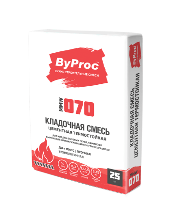 Кладочная смесь цементная термостойкая ByProc MMW-070 25 кг.