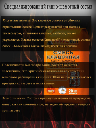 Смесь кладочная глино-шамотная 20кг.