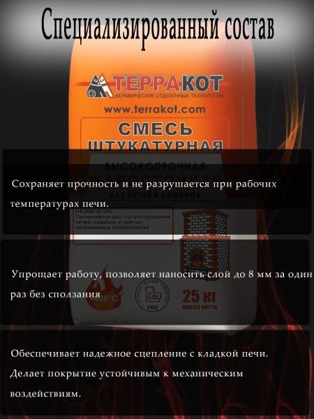 Штукатурка жаростойкая 25кг.
